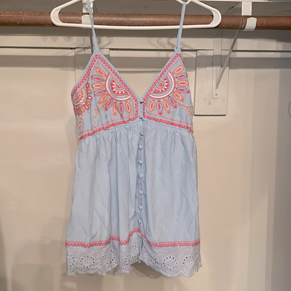Spaghetti strap embroidered top